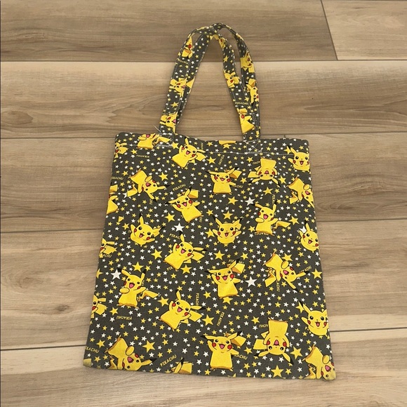 EUC Kids Pokemon Pikachu Patterned Tote Bag - Black and Yellow Double Sided - Picture 7 of 8